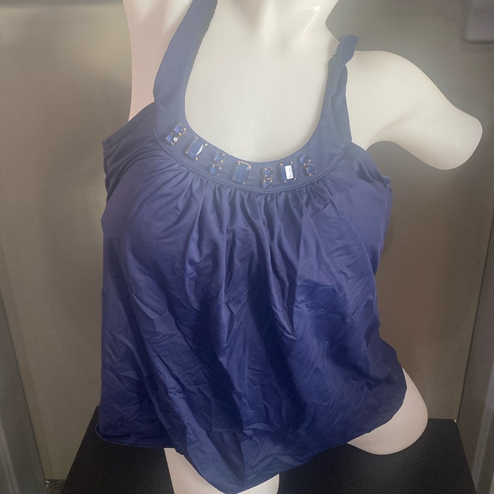 Coco Reef Navy Blue U/W Tankini Top Padded Cups Swimsuit Separates 32C 34C New